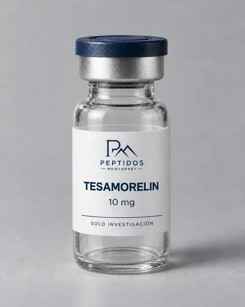 Frasco etiquetado de Tesamorelin
