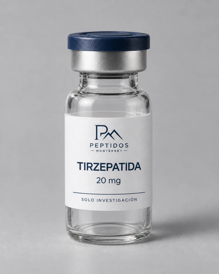 Frasco de Tirzepatida 20 mg de Péptidos Monterrey